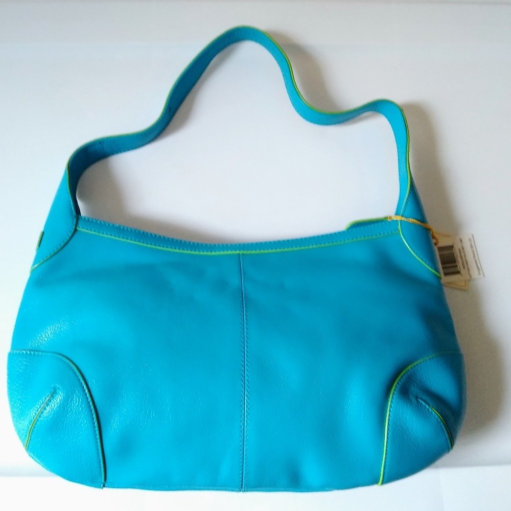 NWT Baekgaard Leather Shoulder Purse Teal Handbag